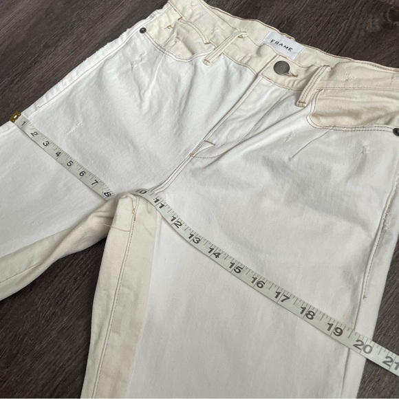 Frame Le High Straight Blanc Multi Ivory Beige Denim Jeans (6) - Picture 7 of 12